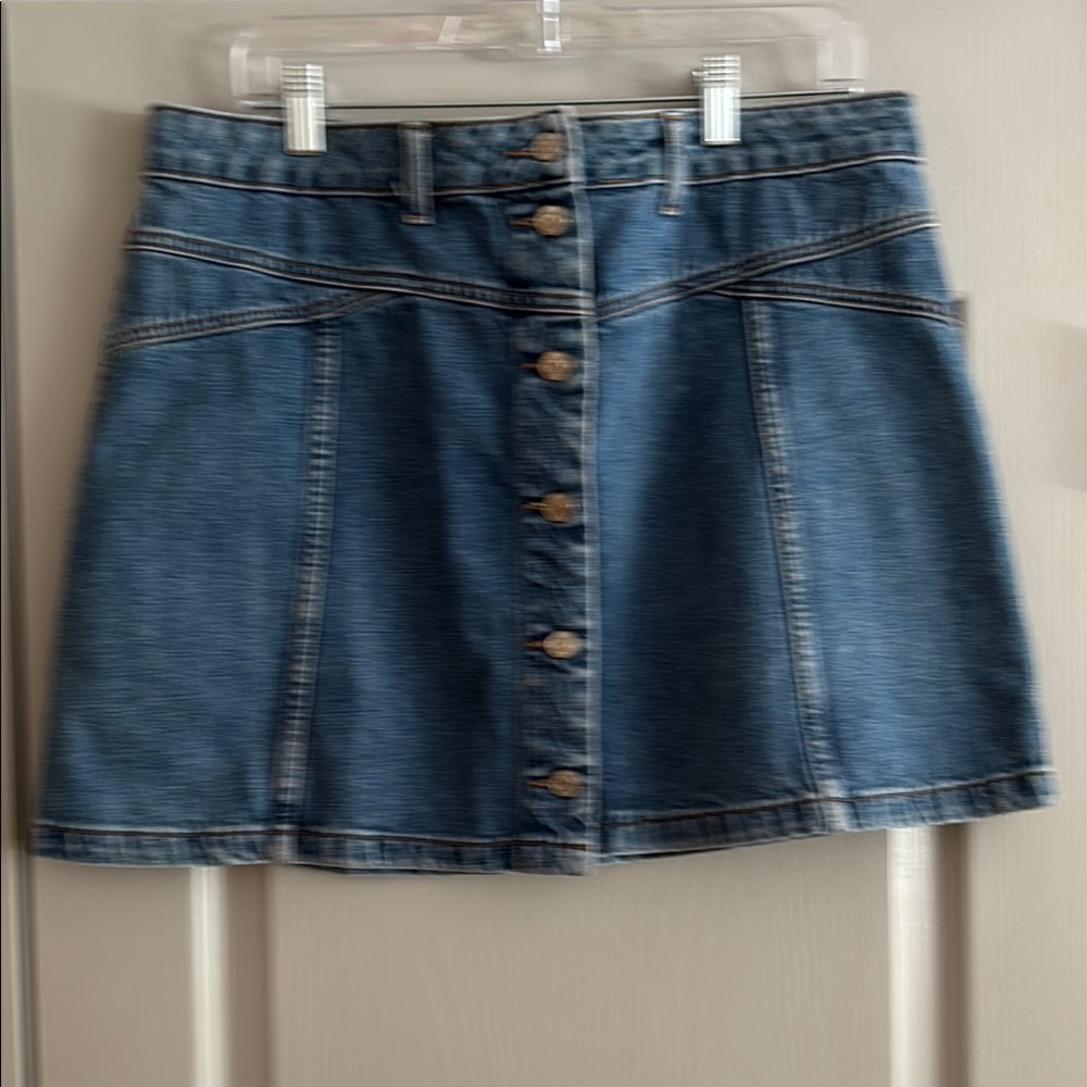 Topshop Moto Denim Button-Front Mini-Skirt Size 12